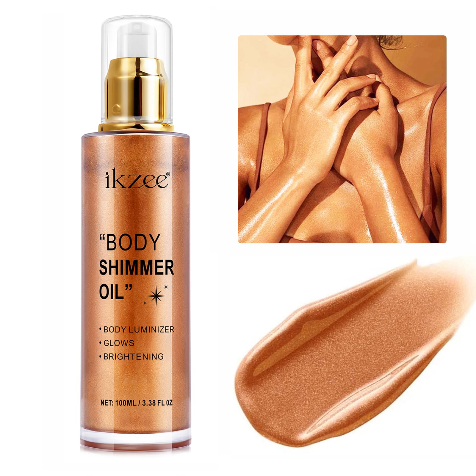 Long Lasting Moisturizing Face & Body Luminizer Body Shimmer Oil #04 Golden Brown 100ml
| Waterproof Liquid Illuminator