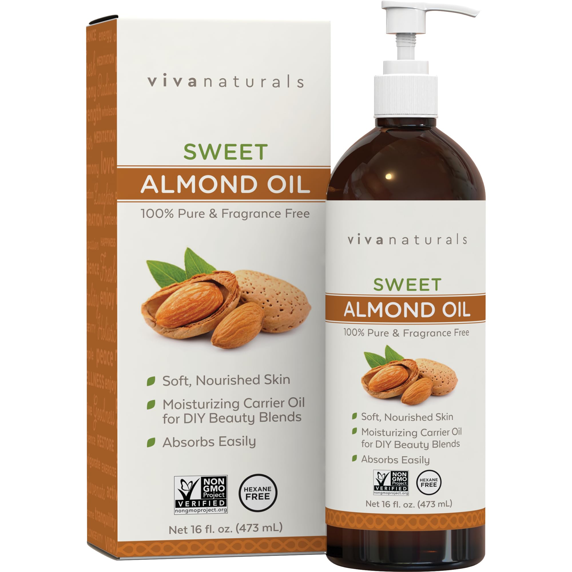 Pure Sweet Almond Oil for Hair and Skin - Non-Greasy, Carrier Oil for Essential Oils Mixing, 16 fl oz
| Sweet Almond Oi