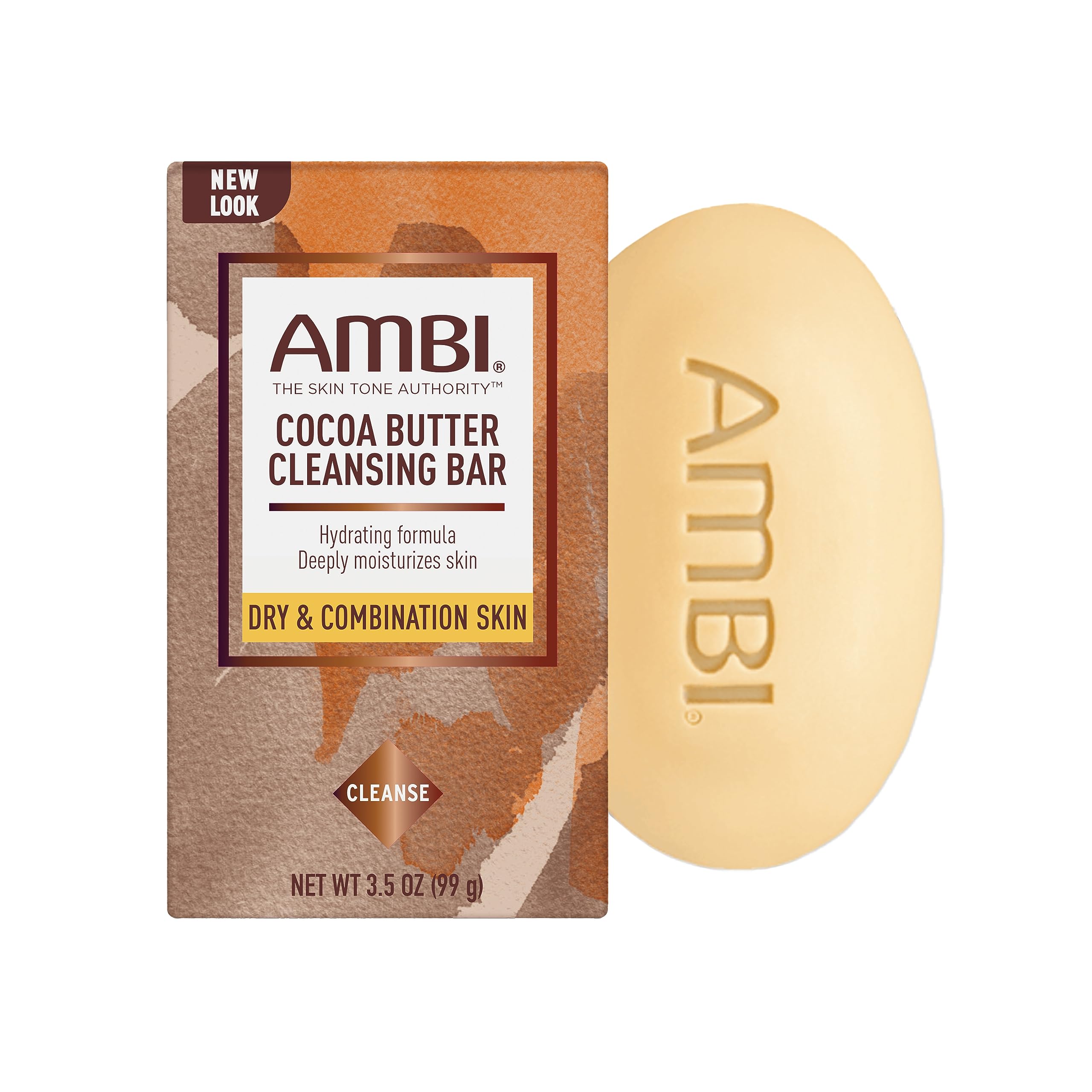 Ambi Cocoa Butter Cleansing Bar for Dry Skin, Gentle Cleansing Suitable for Sensitive Skin, Hydrating and Soothing, |5 O